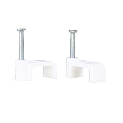 Cable Clips Flat 5mm White (100/Pkt)