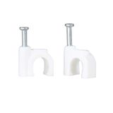 Cable Clips Round 9mm White (100/Pkt)