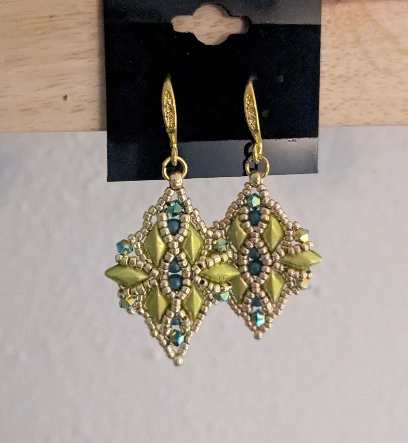 Handcrafted Green &amp; Blue Earrings