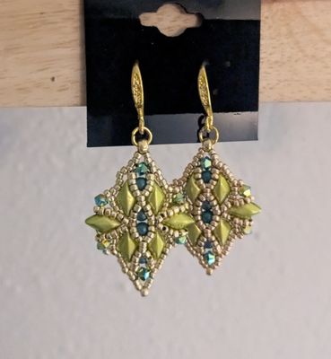 Handcrafted Green &amp; Blue Earrings
