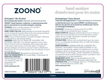 24 Hour Germ Free Zero Alcohol hand sanitizer 1 liter
