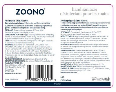 24 Hour Germ Free Zero Alcohol hand sanitizer 1 liter
