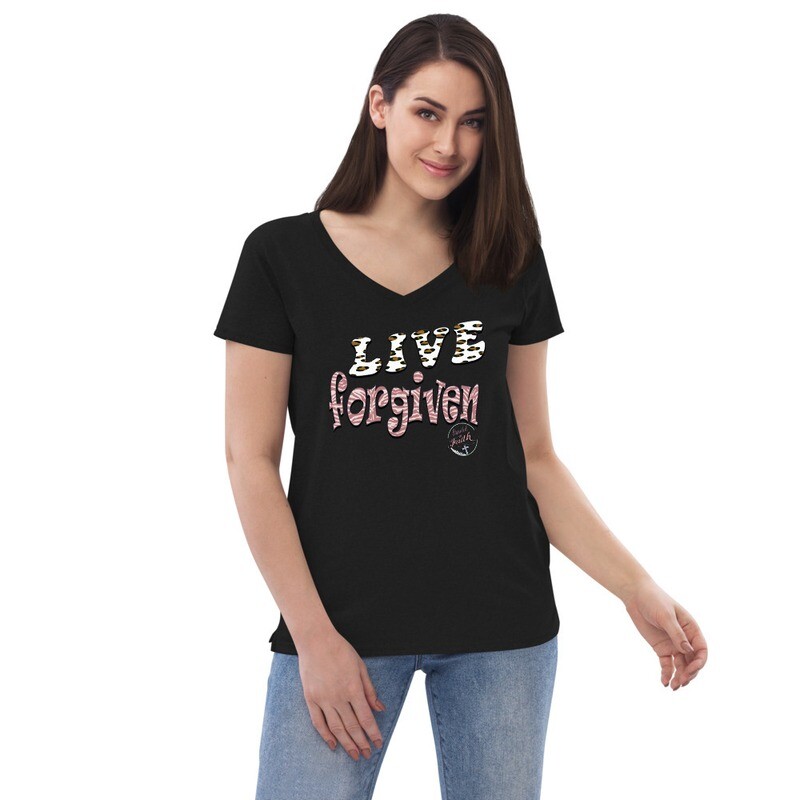Live Forgiven Women’s recycled v-neck t-shirt