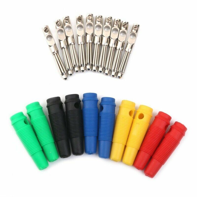10 - Insulation banana plugs made of copper, nickel-plated 4mm plugs for loudspeakers, colored 10 - Insulation banana plugs made of copper, nickel-plated 4mm plugs for loudspeakers, colored