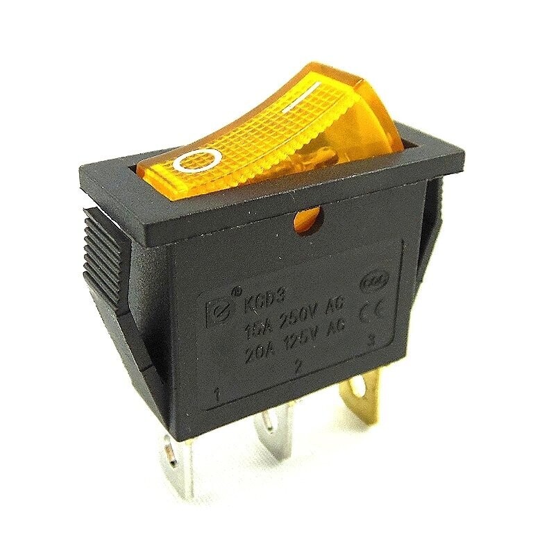 Rocker switch, device switch 15A 250VAC, 30.5 * 13.5 * 22mm rocker illuminated, with color selection