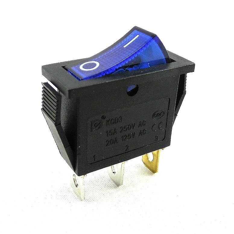Rocker switch, device switch 15A 250VAC, 30.5 * 13.5 * 22mm rocker illuminated, with color selection