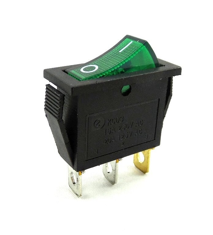 Rocker switch, device switch 15A 250VAC, 30.5 * 13.5 * 22mm rocker illuminated, with color selection