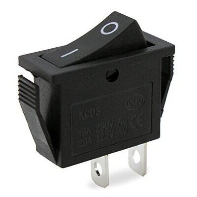 Wippenschalter oder Taster 2 pin 15A 250VAC, 30.5*13.5*22mm Wippe schwarz