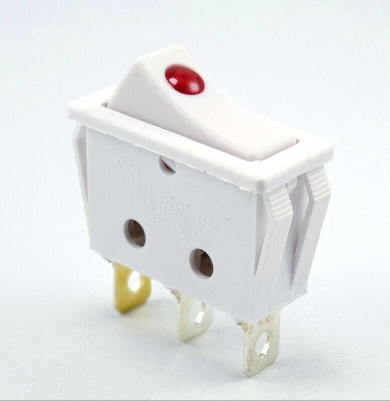 Rocker switch, 15A 250VAC, 29 * 10.6 * 21mm rocker illuminated, with color selection