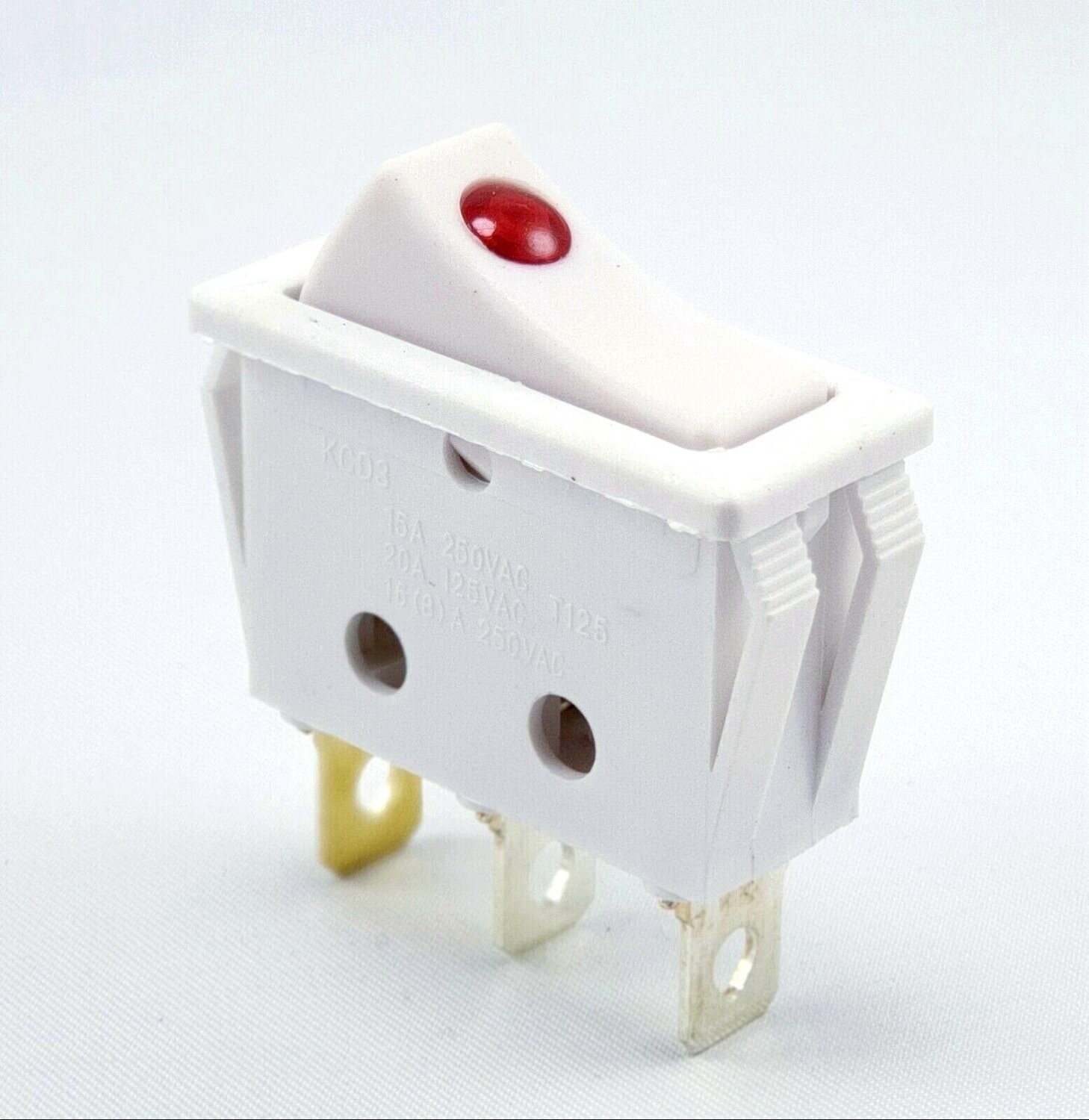 Rocker switch, 15A 250VAC, 29 * 10.6 * 21mm rocker illuminated, with color selection, Choose suitable color: White