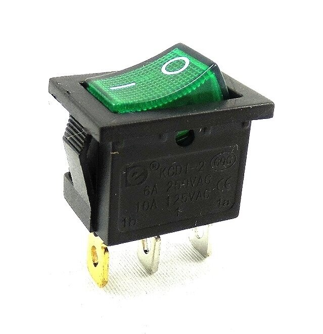 Rocker switch 19 x 13 mm, 3 pin, 6 A, 250 V ~ rocker illuminated, with color selection