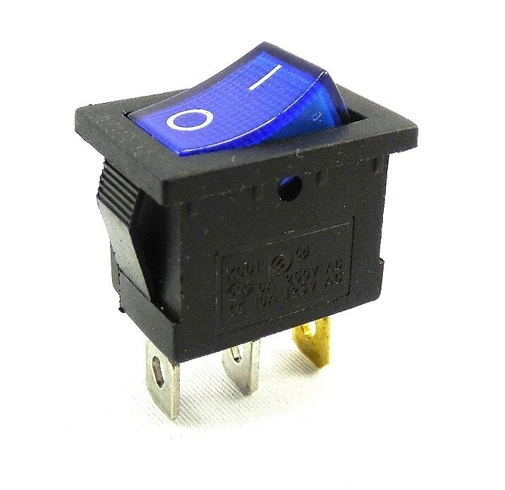 Rocker switch 19 x 13 mm, 3 pin, 6 A, 250 V ~ rocker illuminated, with color selection