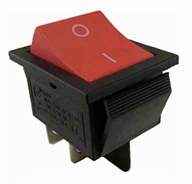 Rocker switch, 4pin 16A 250 ~ 28.5 * 21.1mm red or black, not illuminated