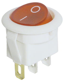 Rocker switch installation dimensions: 20mm-Ø, illuminated red rocker, 250V / 6.5A