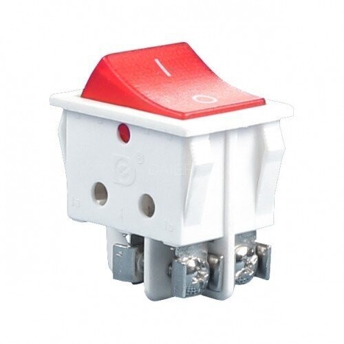 Rocker switch with screw contacts, device switch, 4 pin 16A, 250V ~ white housing, rocker with color selection