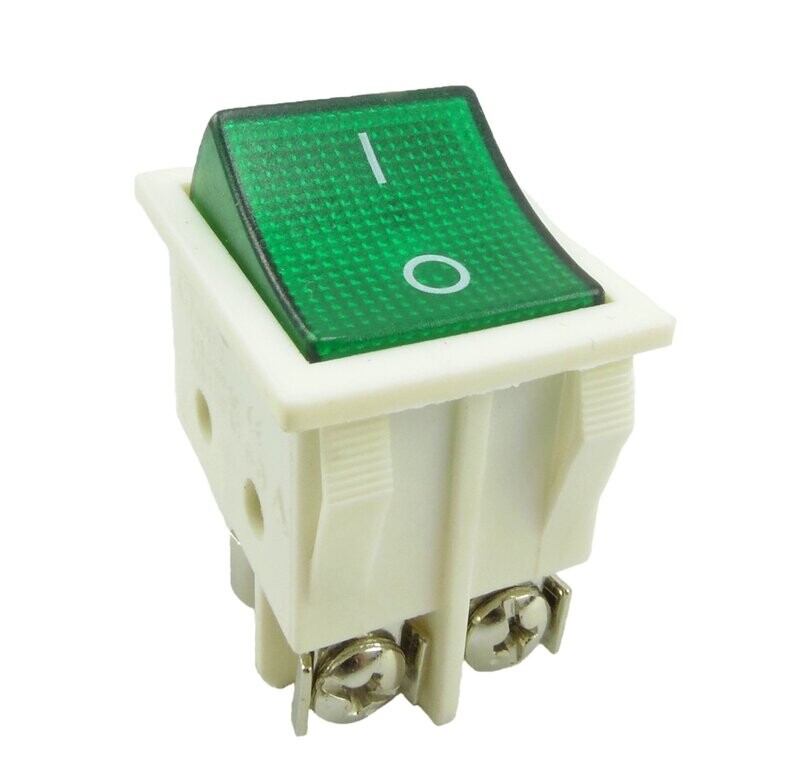 Rocker switch with screw contacts, device switch, 4 pin 16A, 250V ~ white housing, rocker with color selection