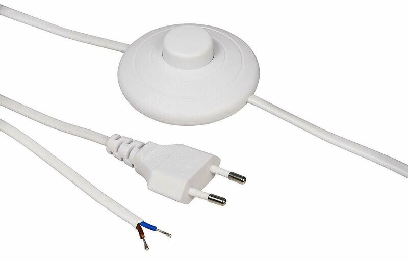 Euro power cord with foot switch and bare ends, 2m, black or white Euro power cord with foot switch and bare ends, 2m, black or white