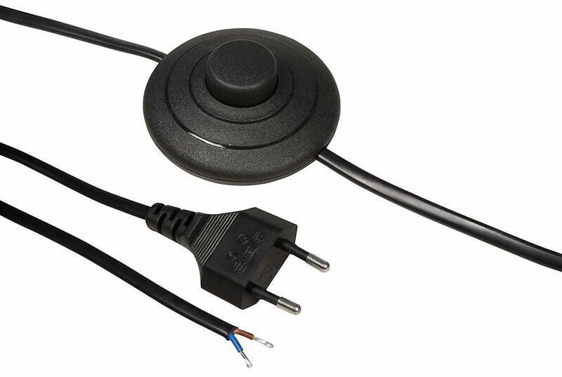 Euro power cord with foot switch and bare ends, 2m, black or white Euro power cord with foot switch and bare ends, 2m, black or white
