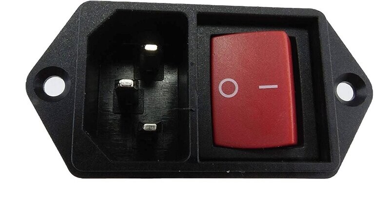 Cold device plug connector C-14 with switch, IEC 60320, 250V AC 10A with color selection