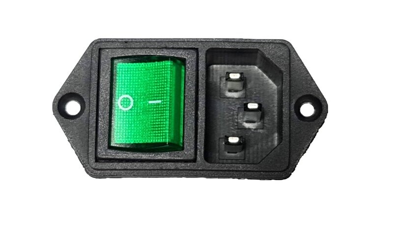 Cold device plug connector C-14 with switch, IEC 60320, 250V AC 10A with color selection