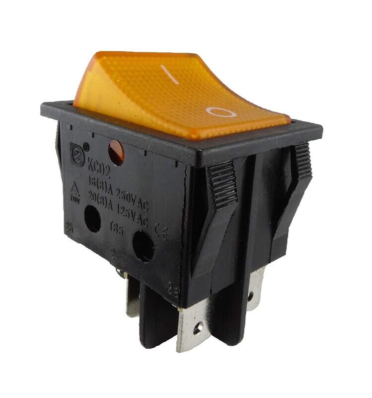 Rocker switch, device switch 4pin 28.5 * 21.9mm rocker illuminated, with color selection