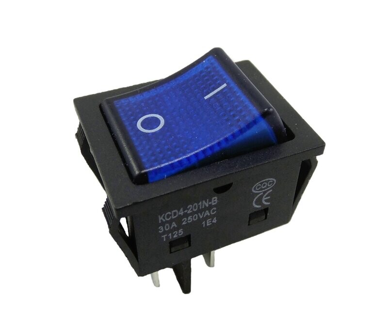 Rocker switch with waterproof cover 4-pin, 30 A, 250 V ~ rocker switch, illuminated, with color selection