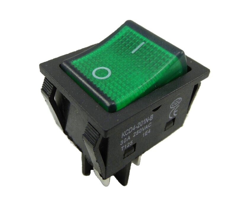 Rocker switch with waterproof cover 4-pin, 30 A, 250 V ~ rocker switch, illuminated, with color selection