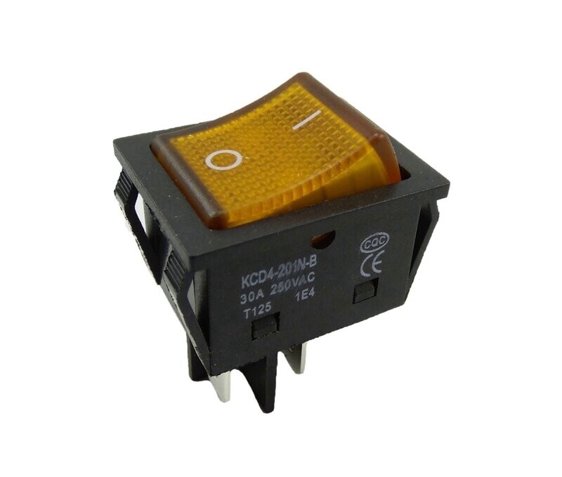 Rocker switch with waterproof cover 4-pin, 30 A, 250 V ~ rocker switch, illuminated, with color selection