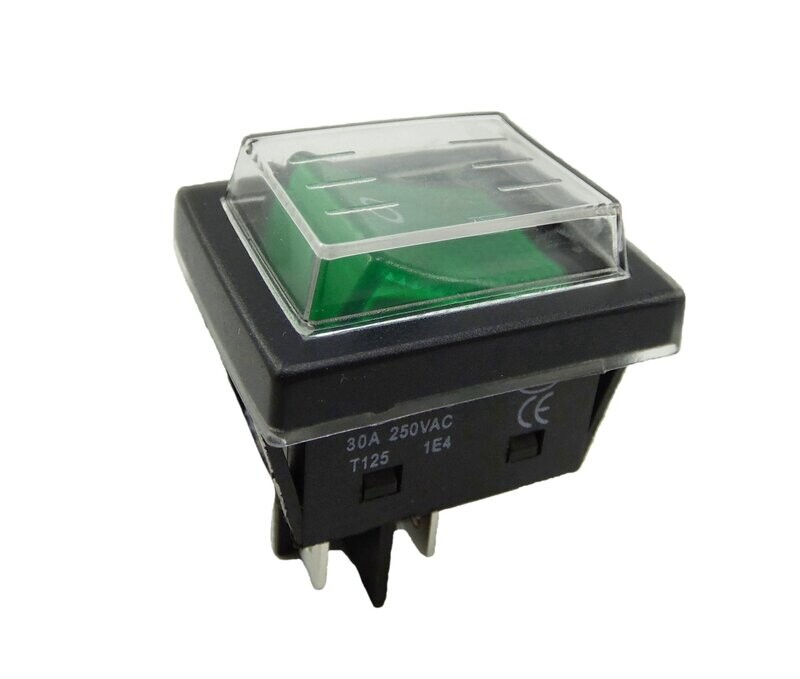 Rocker switch with waterproof cover 4-pin, 30 A, 250 V ~ rocker switch, illuminated, with color selection