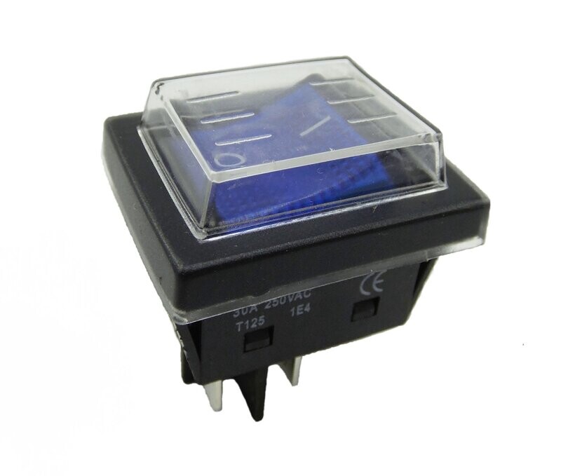Rocker switch with waterproof cover 4-pin, 30 A, 250 V ~ rocker switch, illuminated, with color selection