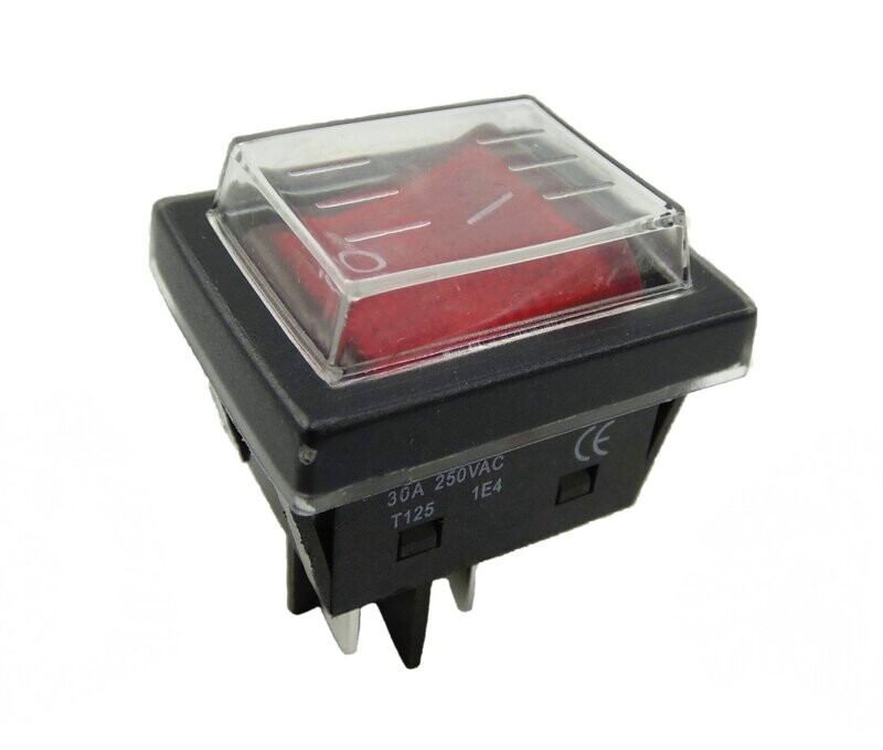 Rocker switch with waterproof cover 4-pin, 30 A, 250 V ~ rocker switch, illuminated, with color selection