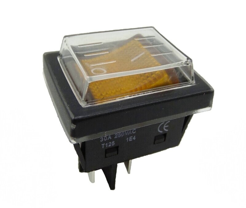Rocker switch with waterproof cover 4-pin, 30 A, 250 V ~ rocker switch, illuminated, with color selection