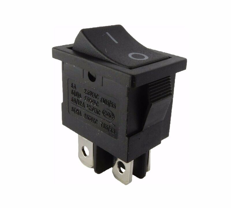 Rocker switch 19 x 13 mm, 2 pole, 6 A, 250 V ~ black Rocker switch 19 x 13 mm, 2 pole, 6 A, 250 V ~ black