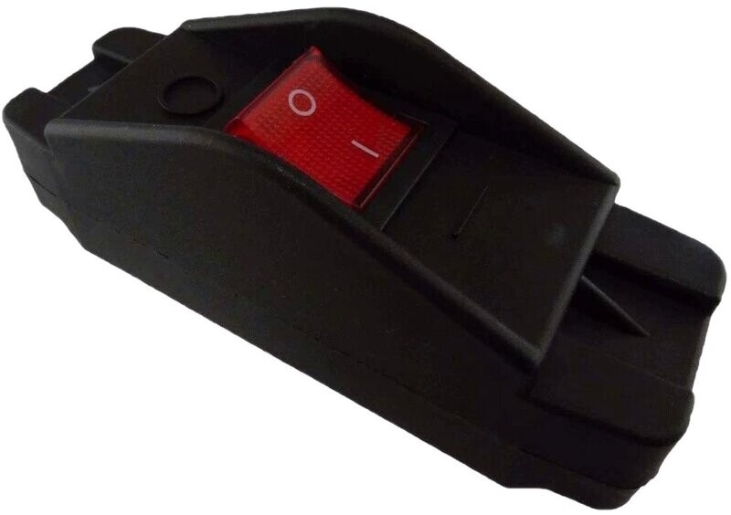 Device cord switch 16A, 250V ~ with red changeable rocker switch 2-pole, illuminated