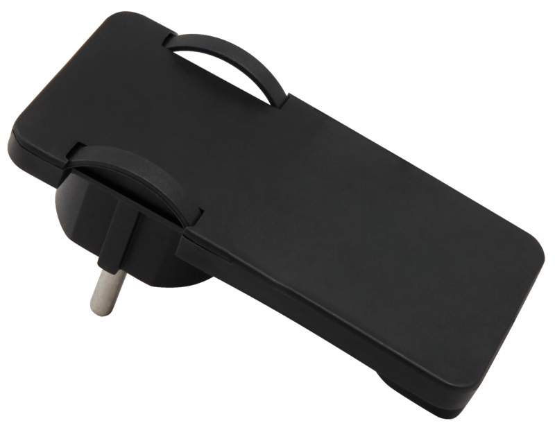 Angled earthing contact plug, extra flat, strain relief, 250 V ~ / 10-16 A, black