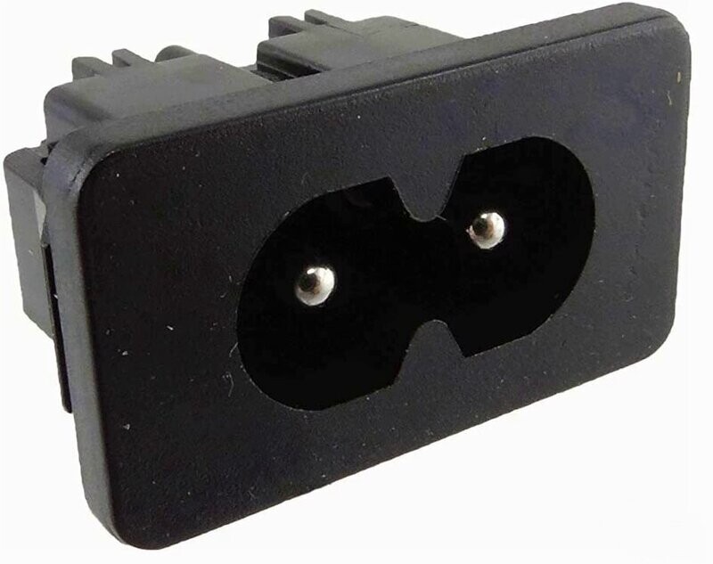 IEC connector C8 plug, snap-in IEC built-in plug 250V / 2A IEC connector C8 plug, snap-in IEC built-in plug 250V / 2A