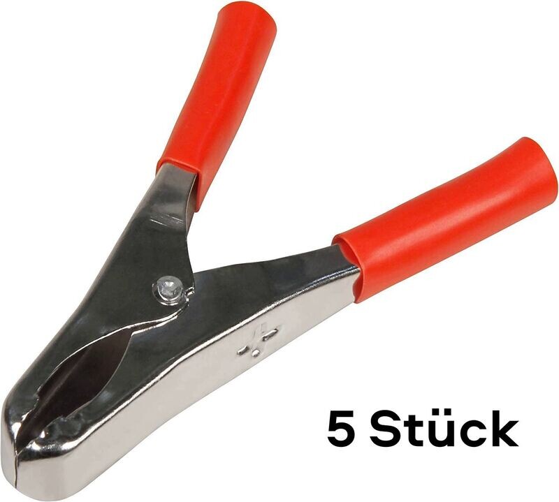 5 McPower alligator clip, 82mm, red, 20A 5 McPower alligator clip, 82mm, red, 20A
