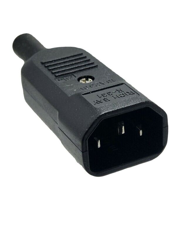 Plastic cold device plug IEC 320 C14, 10 A 250 V ~, screwable, black Plastic cold device plug IEC 320 C14, 10 A 250 V ~, screwable, black