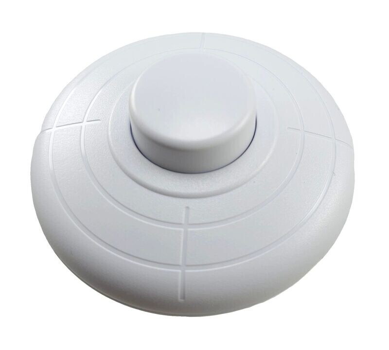 Foot switch, 1-pole, 2 A 250V, white, lamp switch with plug connection or screw contacts
