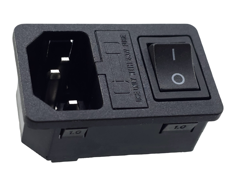 IEC connector plug C-14 with switch and fuse 10A / 250V IEC connector plug C-14 with switch and fuse 10A / 250V