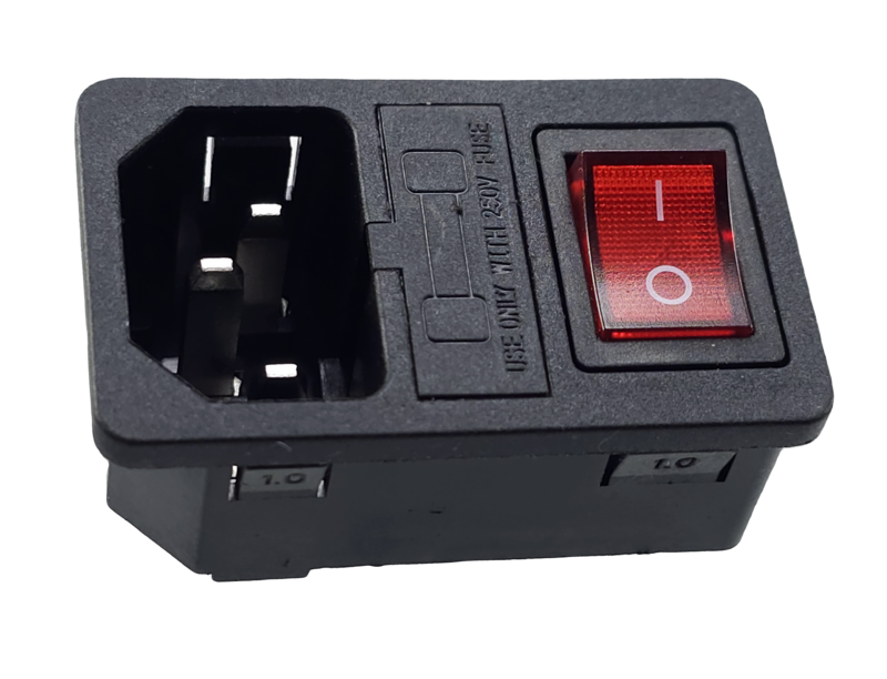 IEC connector plug C-14 with switch and fuse 10A / 250V IEC connector plug C-14 with switch and fuse 10A / 250V
