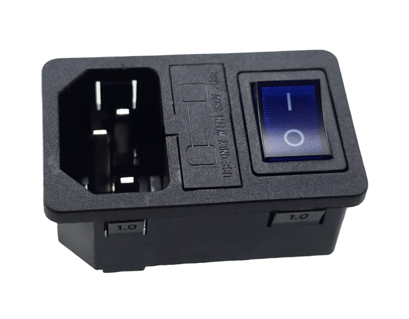 IEC connector plug C-14 with switch and fuse 10A / 250V IEC connector plug C-14 with switch and fuse 10A / 250V