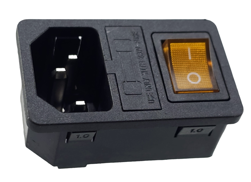 IEC connector plug C-14 with switch and fuse 10A / 250V IEC connector plug C-14 with switch and fuse 10A / 250V
