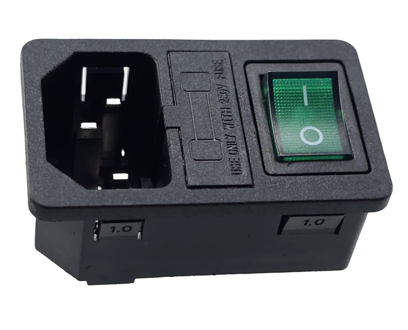 IEC connector plug C-14 with switch and fuse 10A / 250V IEC connector plug C-14 with switch and fuse 10A / 250V