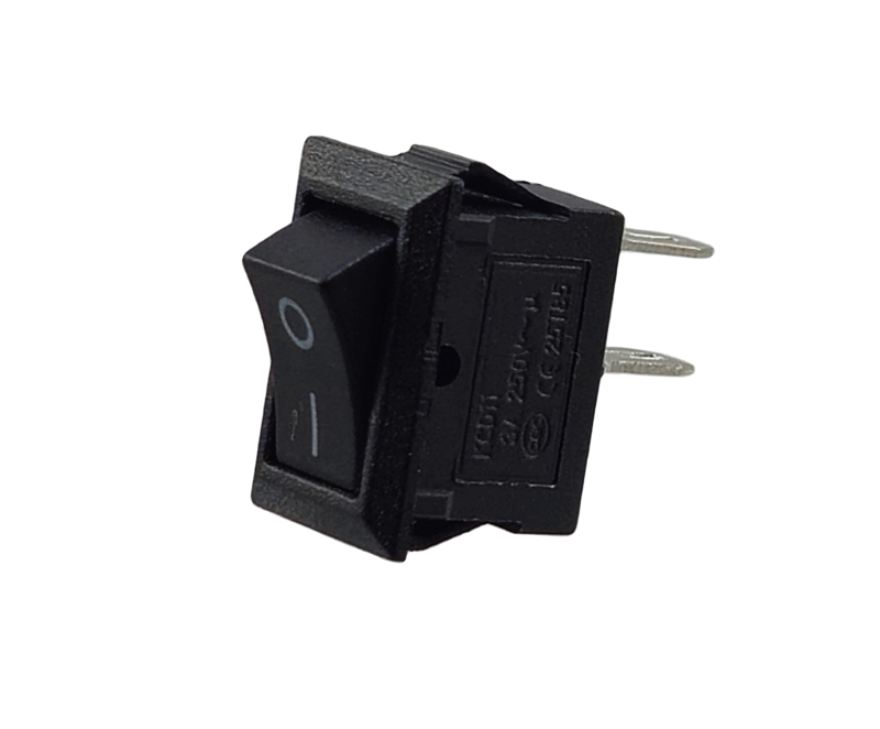Mini rocker switch 9 x 13 mm, 2 pin, 3 A, 250 V~ black rocker, non-illuminated Mini rocker switch 9 x 13 mm, 2 pin, 3 A, 250 V~ black rocker, non-illuminated