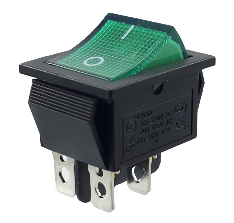 Rocker switch device switch, 2 pole (4pin) 16A 250VAC 28.5 * 21.5mm rocker illuminated, with color selection