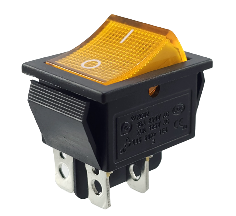 Rocker switch device switch, 2 pole (4pin) 16A 250VAC 28.5 * 21.5mm rocker illuminated, with color selection