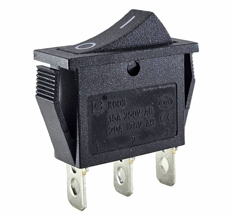 Rocker switch, changeover switch, toggle switch, device switch 3-pole 15A 250~ on/on Rocker switch, changeover switch, toggle switch, device switch 3-pole 15A 250~ on/on