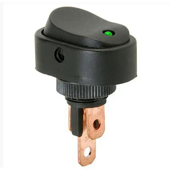 Car rocker switch 12V 20A, with green LED, hole mounting, ON/OFF 2 positions 3-pole for cars trucks boats ASW-20D-G Car rocker switch 12V 20A, with green LED, hole mounting, ON/OFF 2 positions 3-pole for cars trucks boats ASW-20D-G