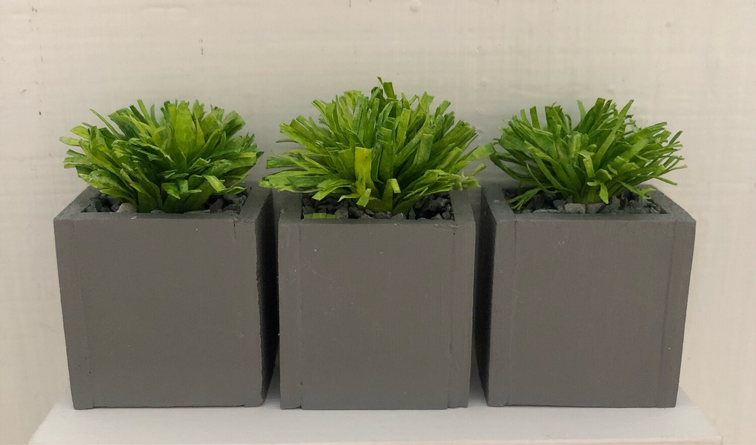 1:12 scale Set of Three Plants in Grey Planters